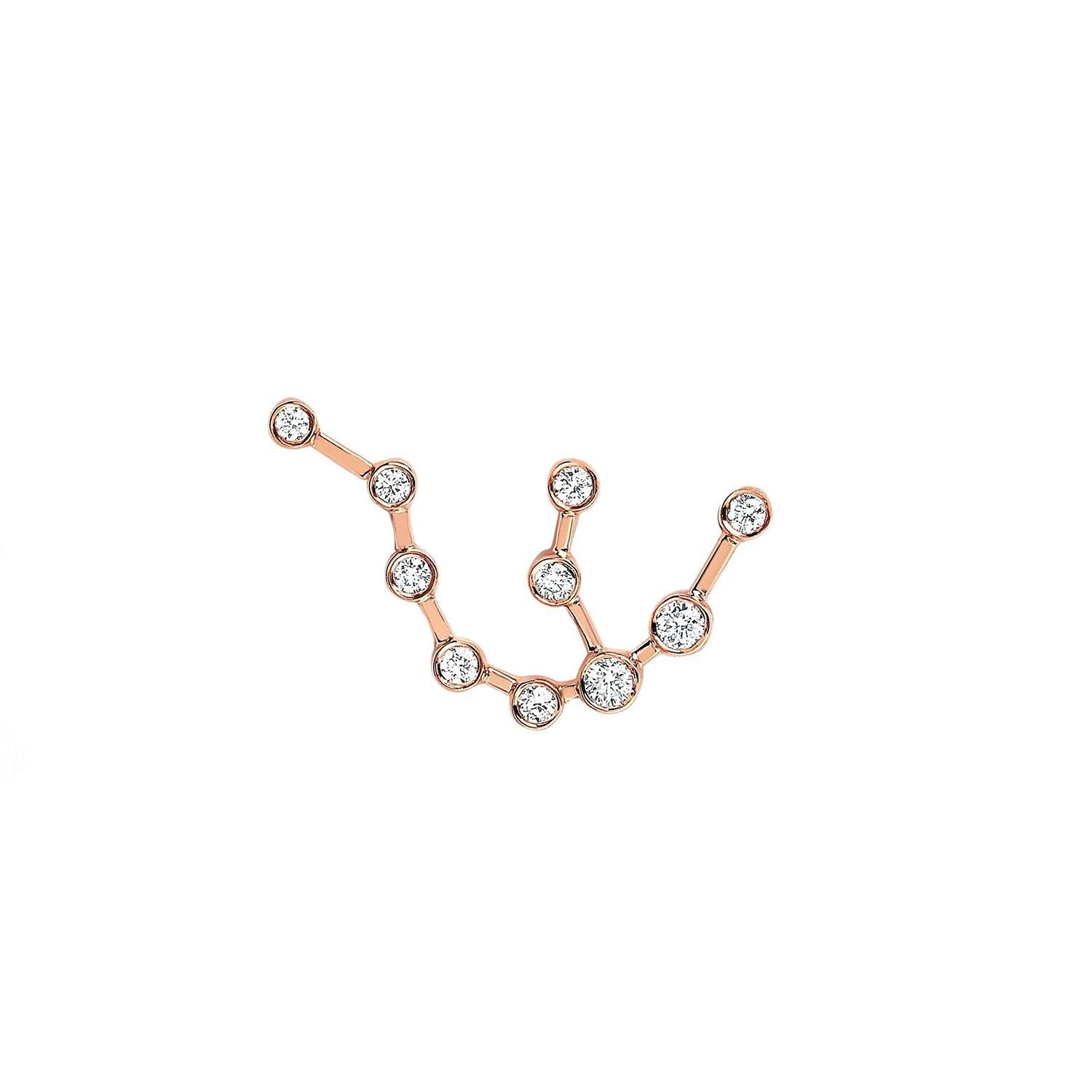 Petite Aquarius Constellation Studs Rose Gold Single Right by Logan Hollowell Jewelry