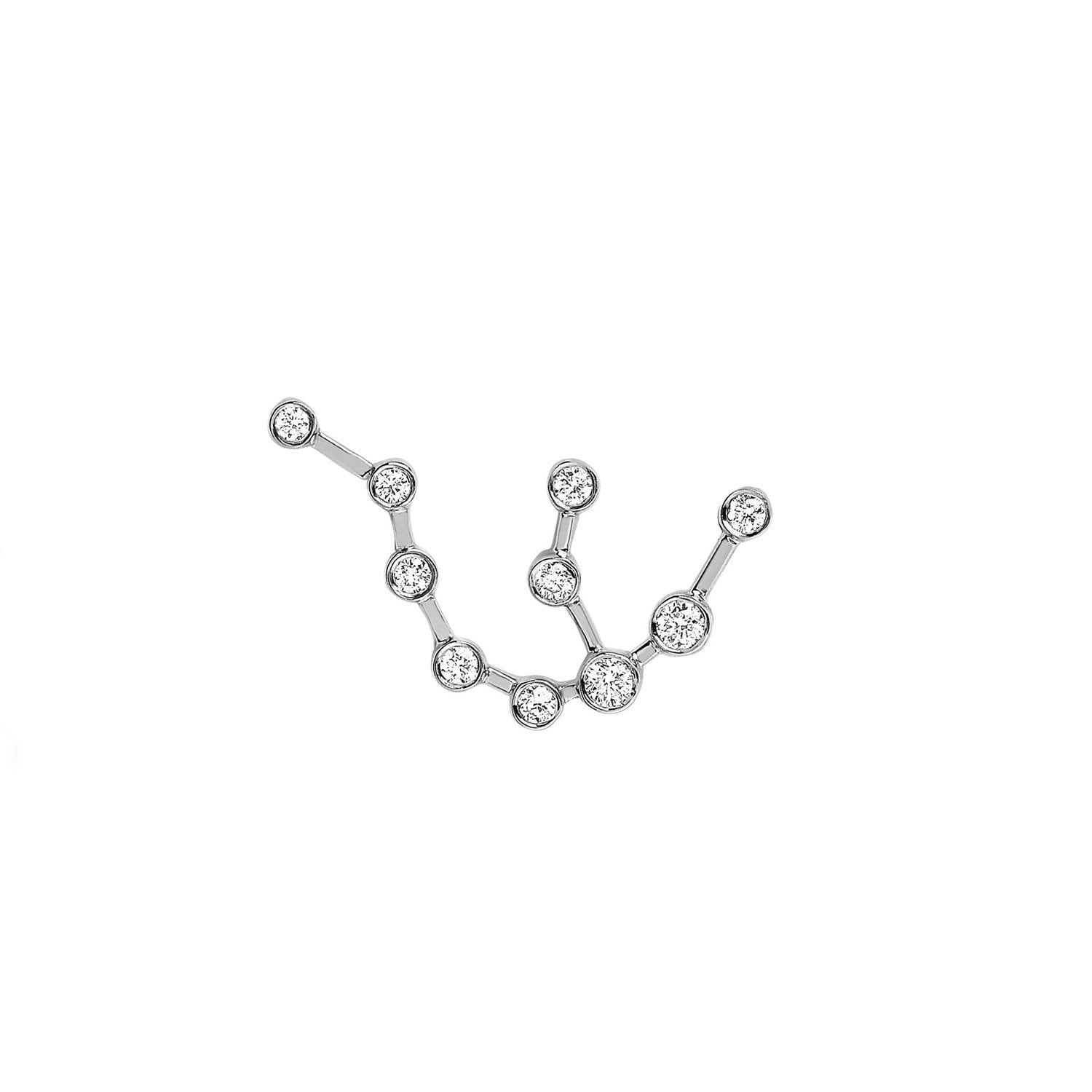 Petite Aquarius Constellation Studs White Gold Single Right by Logan Hollowell Jewelry