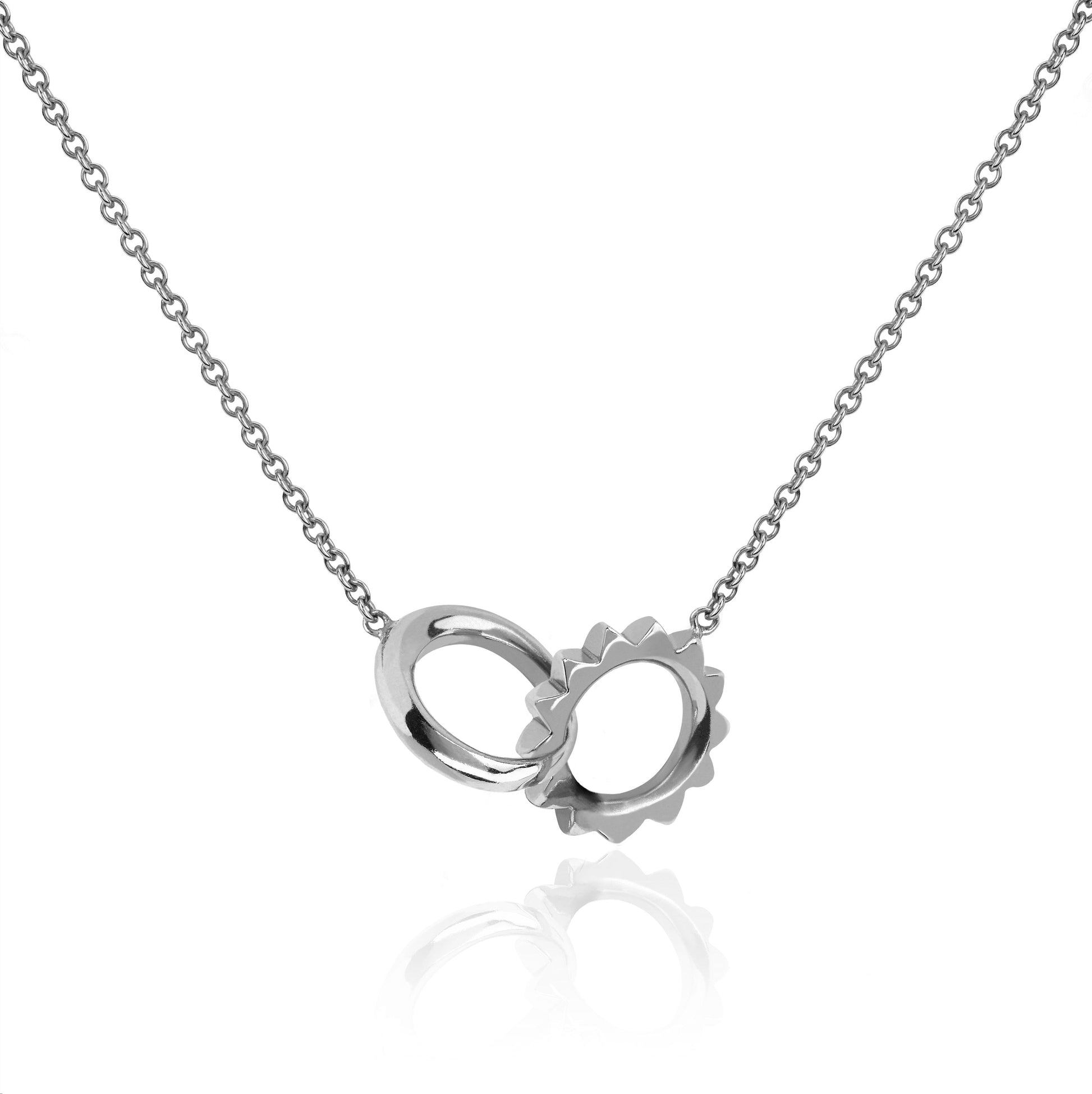 Solid Interlocking Unity Necklace White Gold   by Logan Hollowell Jewelry