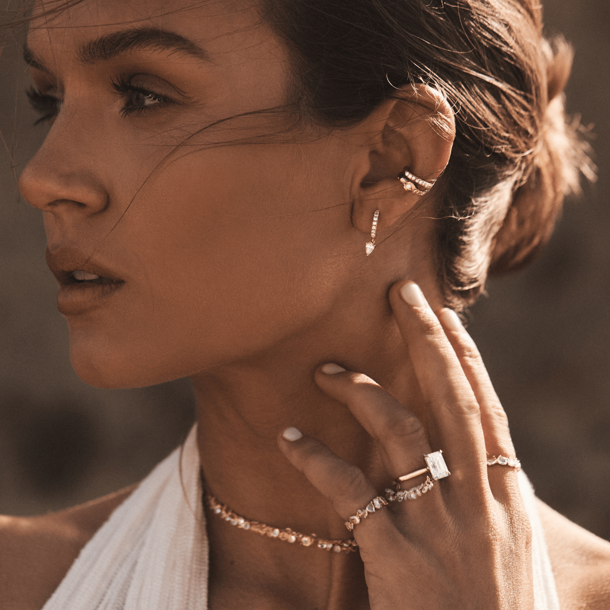 Diamond Water Drop Goddess Hoops | Ready to Ship by Logan Hollowell Jewelry
