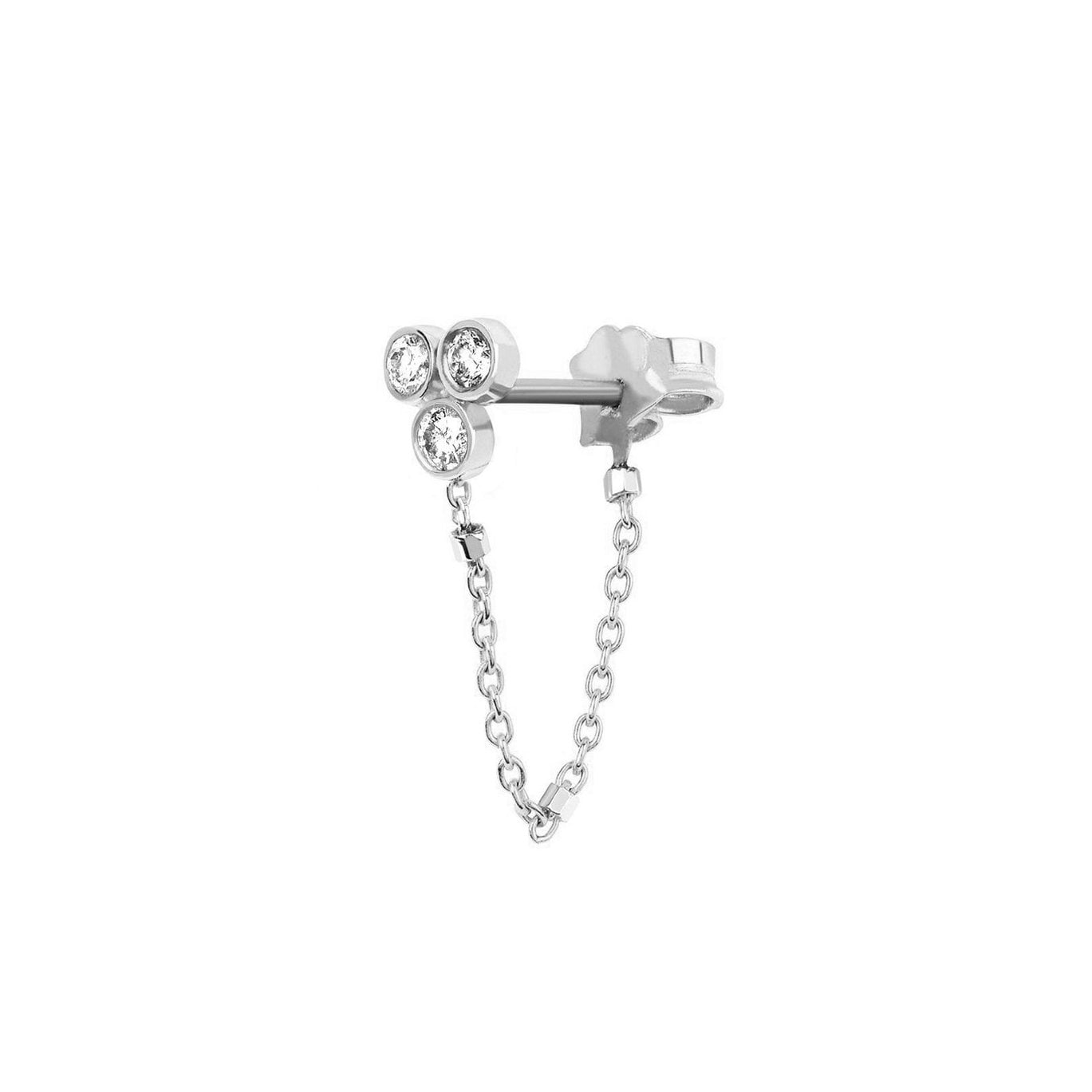 Star Shower 3 Diamond Twinkle Chain Earring Single White Gold  by Logan Hollowell Jewelry