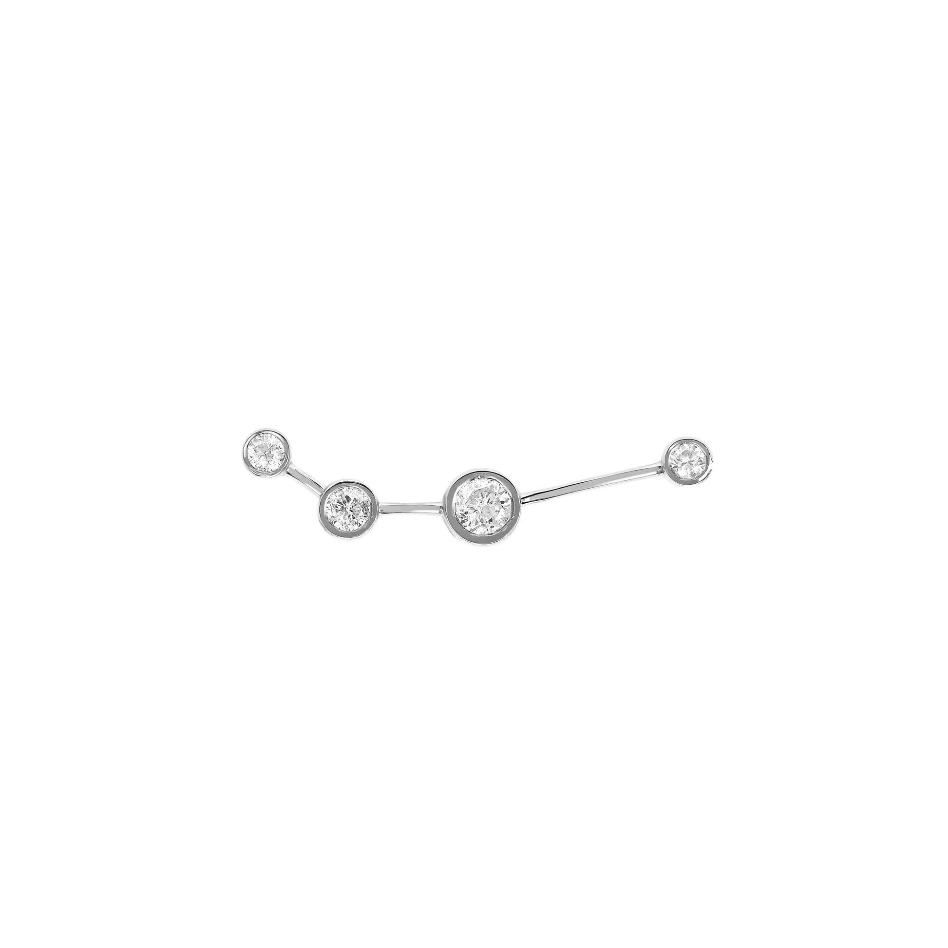 Petite Aries Diamond Constellation Studs White Gold Single Left by Logan Hollowell Jewelry