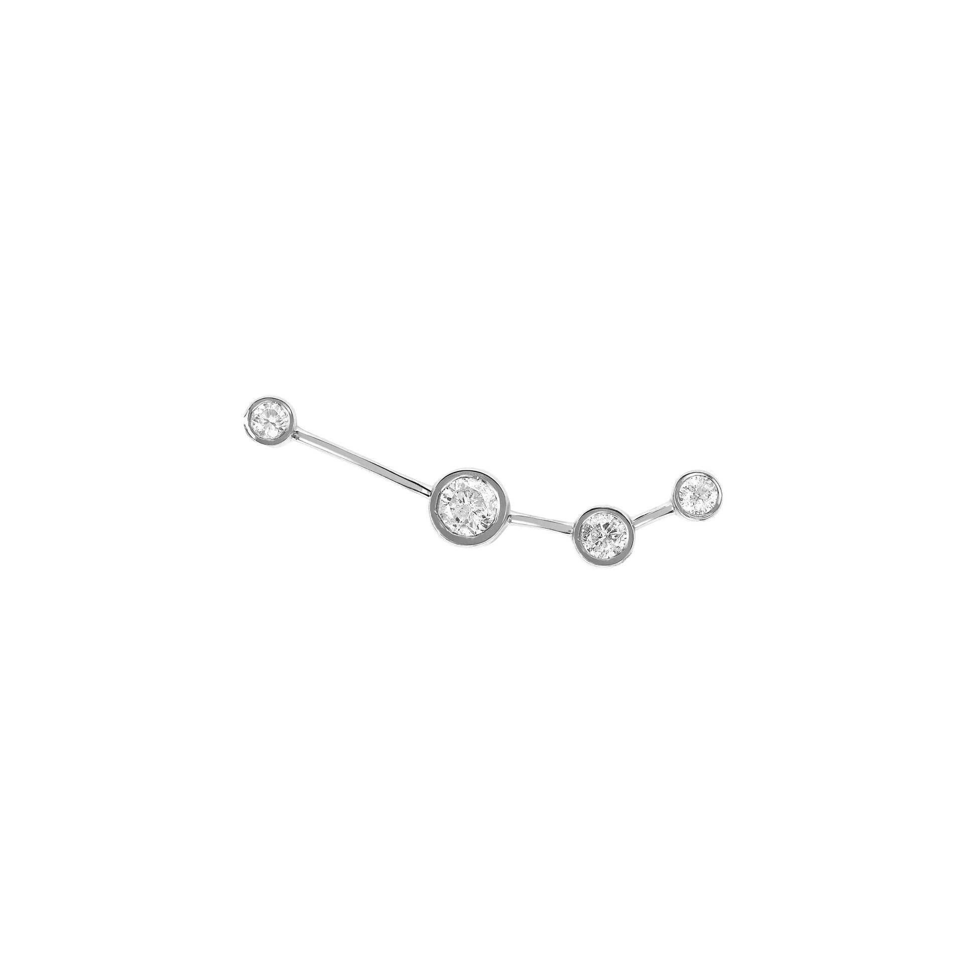 Petite Aries Diamond Constellation Studs White Gold Single Right by Logan Hollowell Jewelry