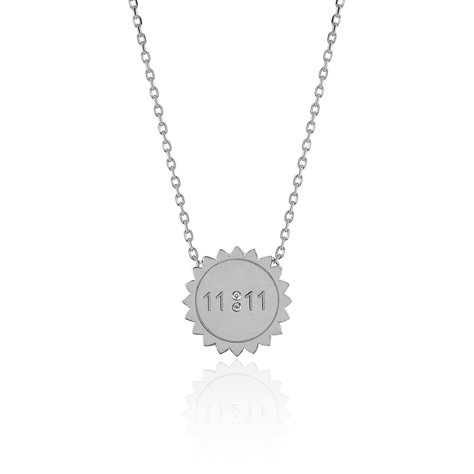Mini 11:11 Sunshine Necklace White Gold 16"  by Logan Hollowell Jewelry