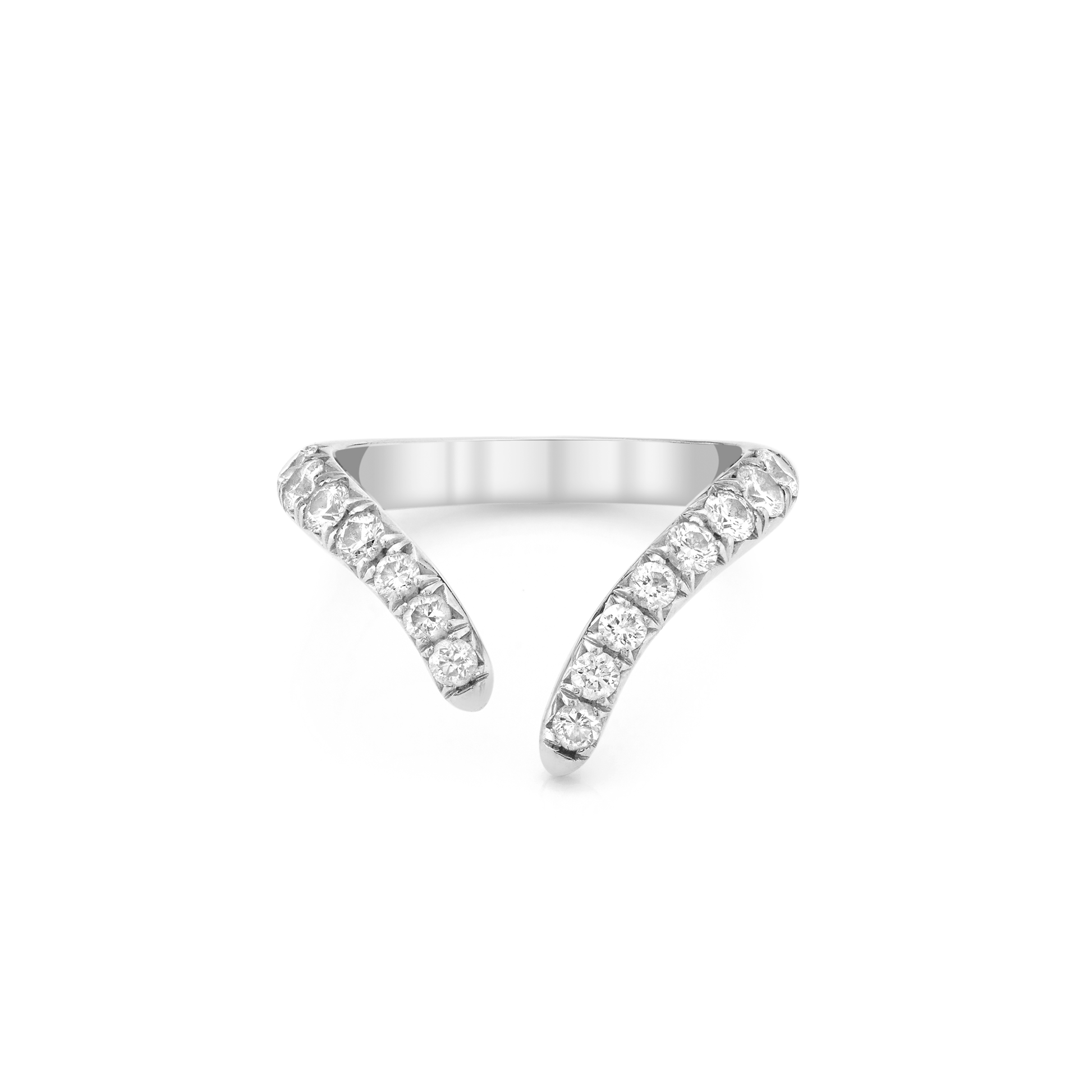 French Pavé Diamond Tusk Ring White Gold 3 by Logan Hollowell Jewelry