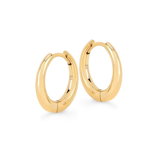 Petite Solid Crescent Unity Hoops Yellow Gold Pair by Logan Hollowell Jewelry