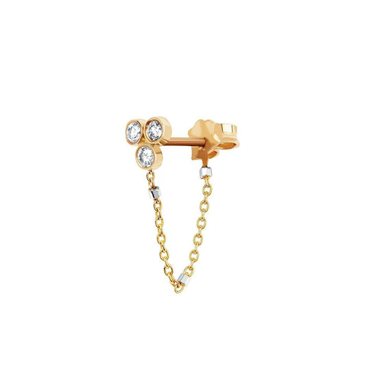 Star Shower 3 Diamond Twinkle Chain Earring | Ready to Ship Single Yellow Gold by Logan Hollowell Jewelry