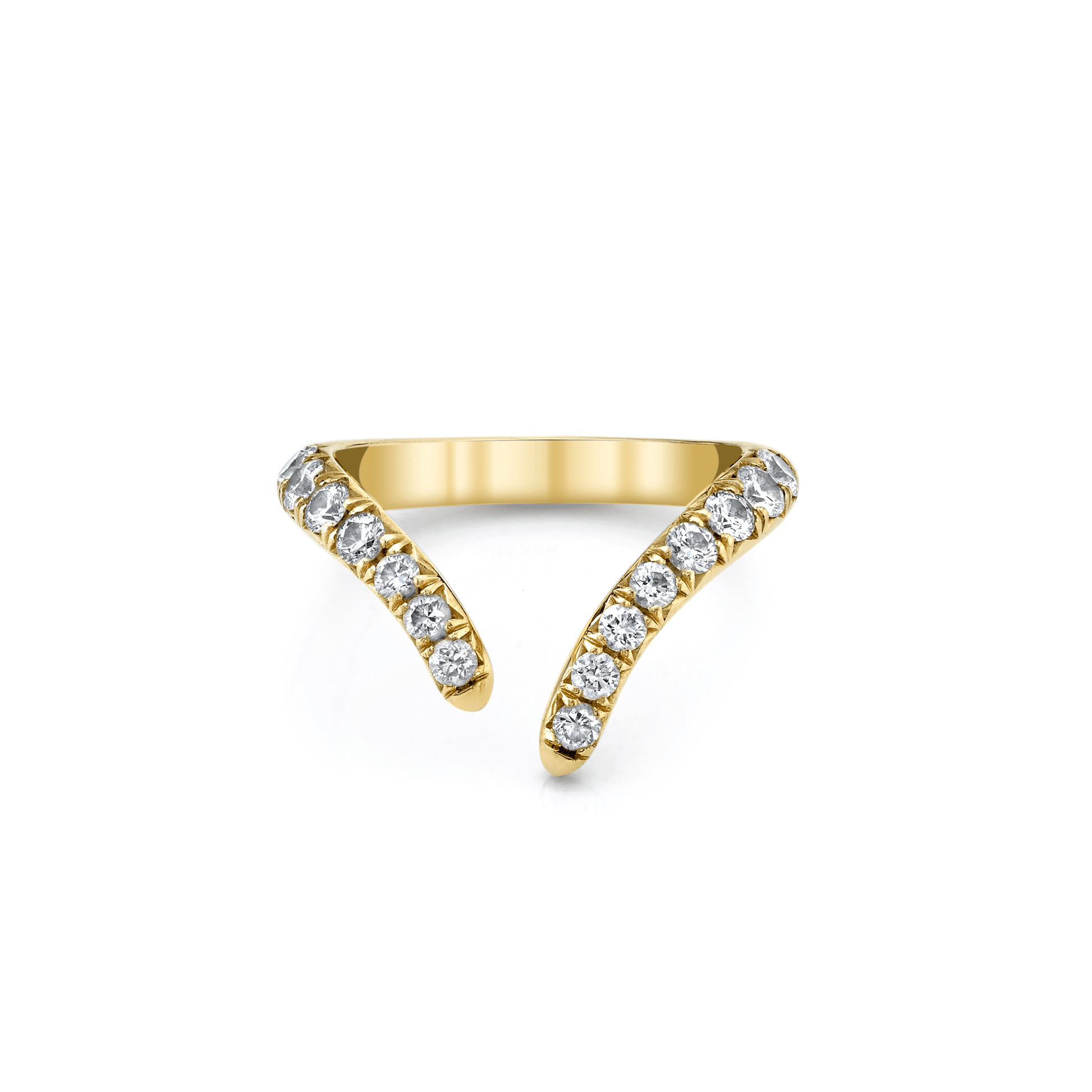 French Pavé Diamond Tusk Ring Yellow Gold 3 by Logan Hollowell Jewelry