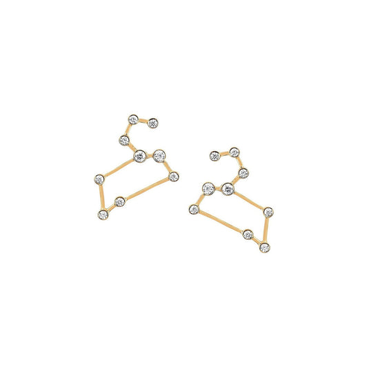 Petite Leo Diamond Constellation Studs Yellow Gold Pair by Logan Hollowell Jewelry