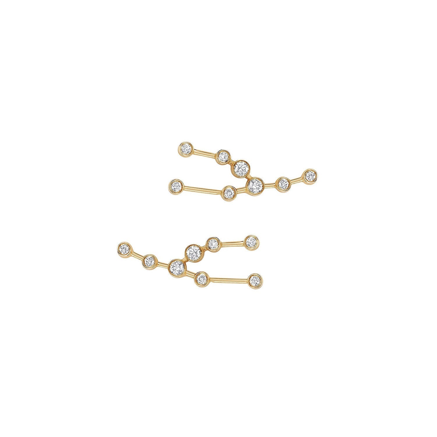 Petite Taurus Diamond Constellation Studs Yellow Gold Pair by Logan Hollowell Jewelry