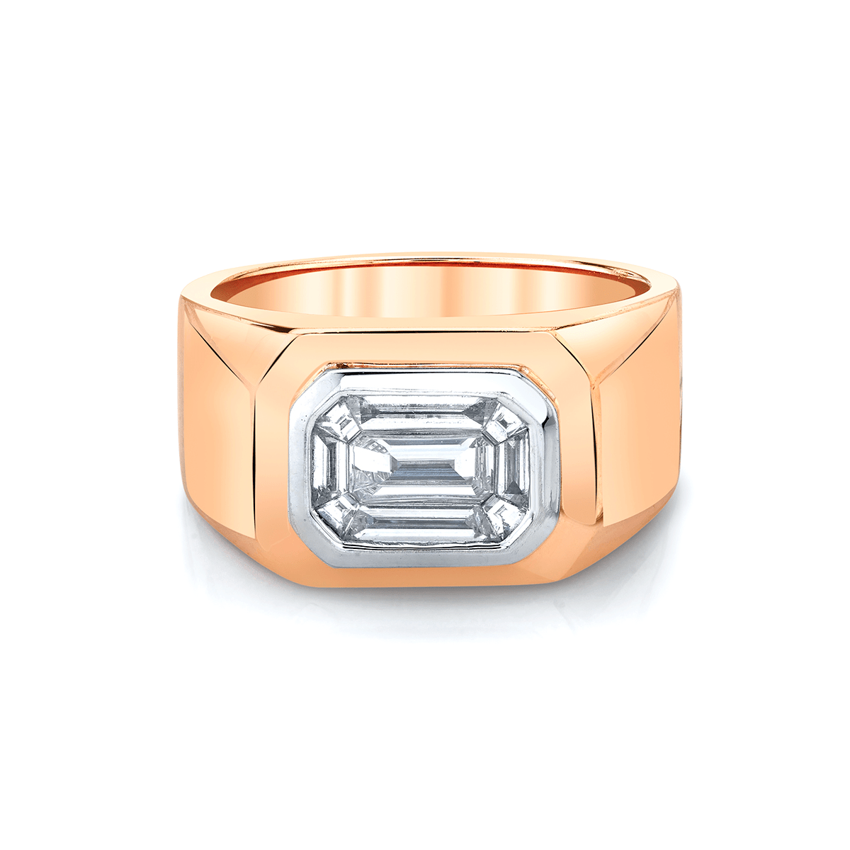 Signet Ring with Mosaic Diamond Center Rose Gold 3 by Logan Hollowell Jewelry
