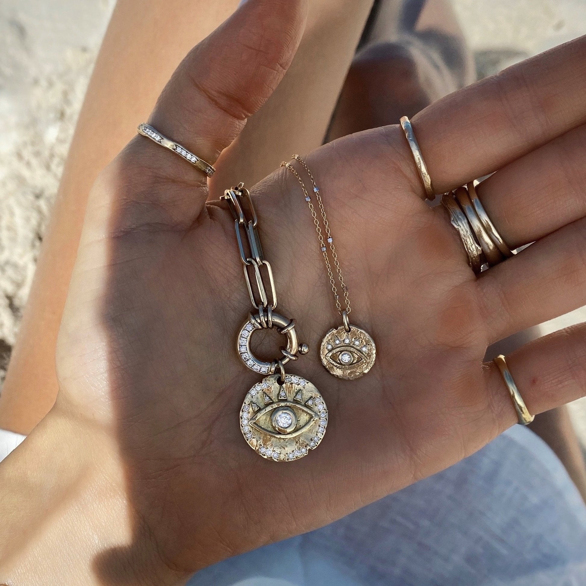 Diamond Baby Eye of Protection Coin Pendant | Ready to Ship by Logan Hollowell Jewelry
