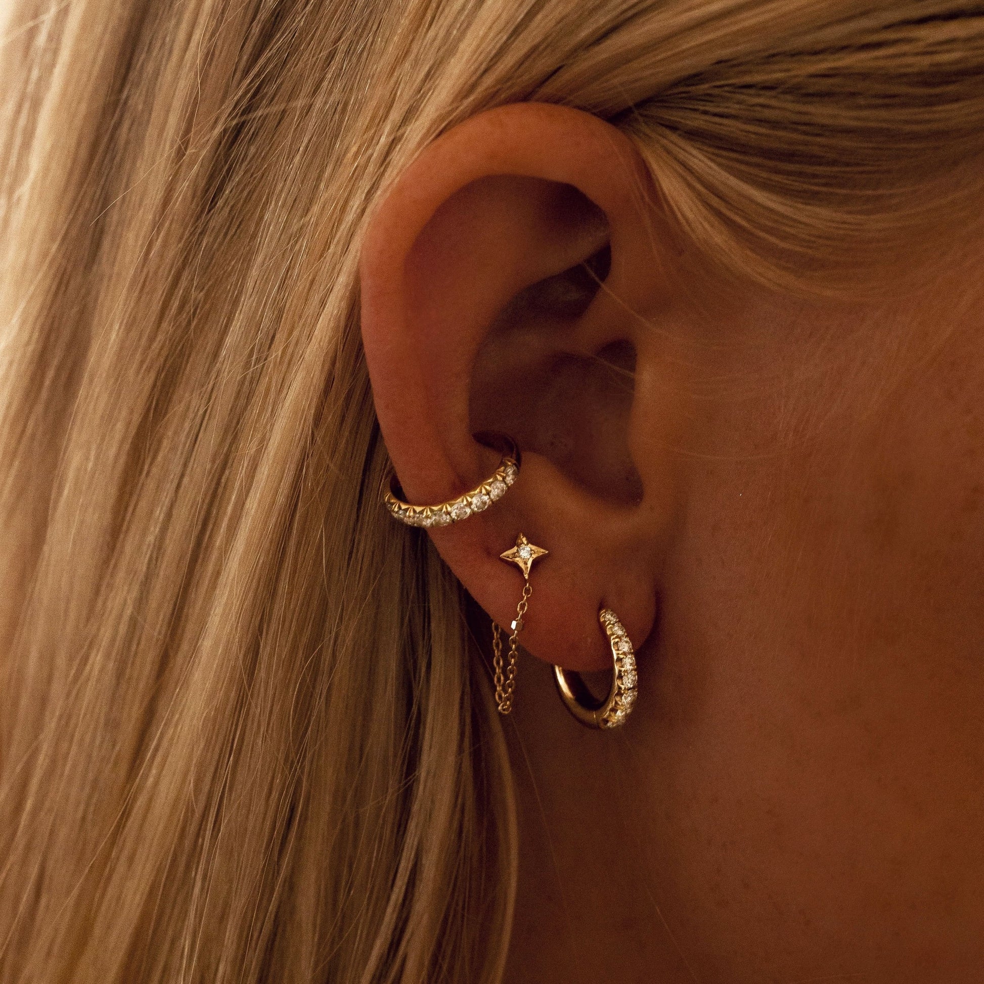 Four Point Star Chain Earring    by Logan Hollowell Jewelry