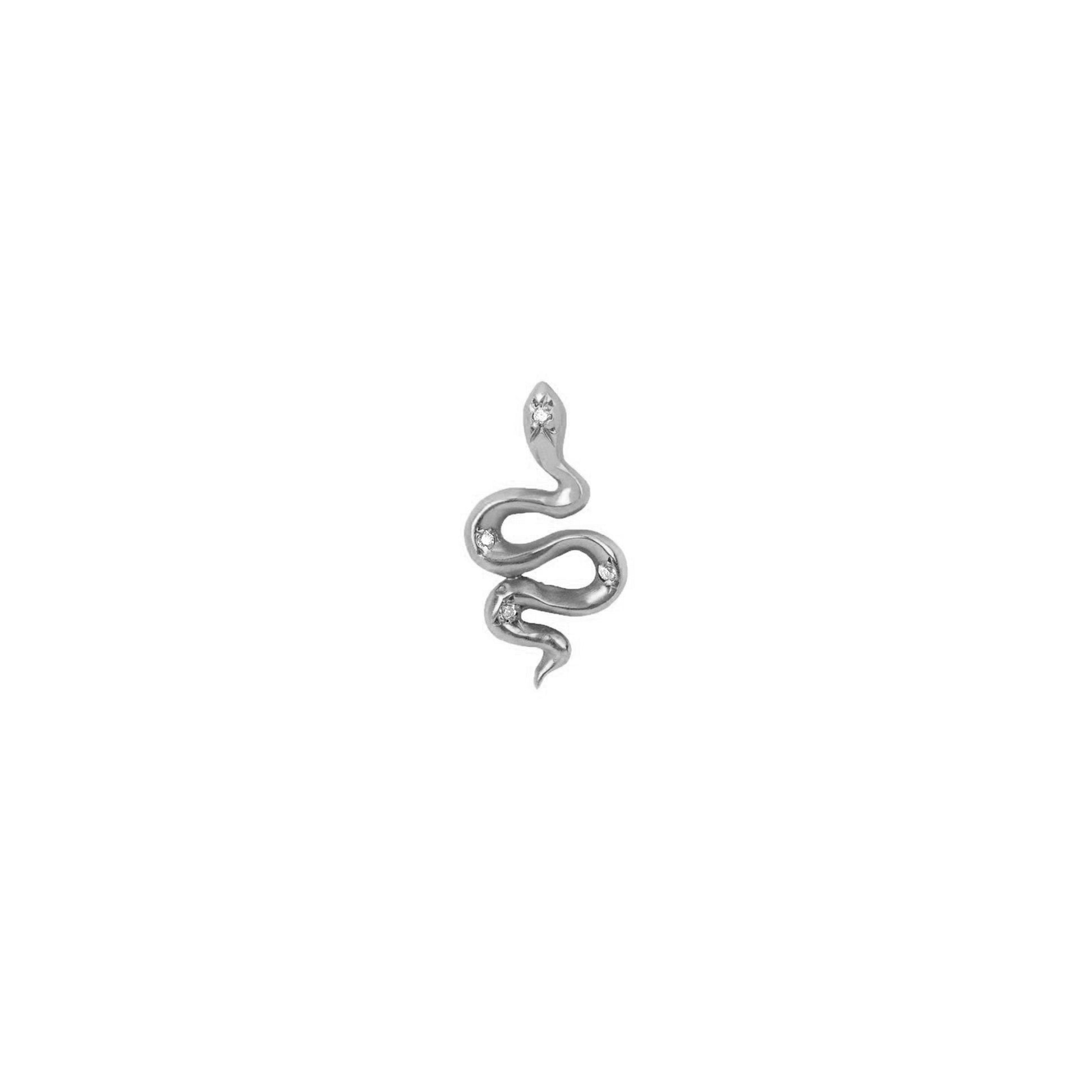Kundalini Studs with Star Set Diamonds White Gold Single Left  by Logan Hollowell Jewelry