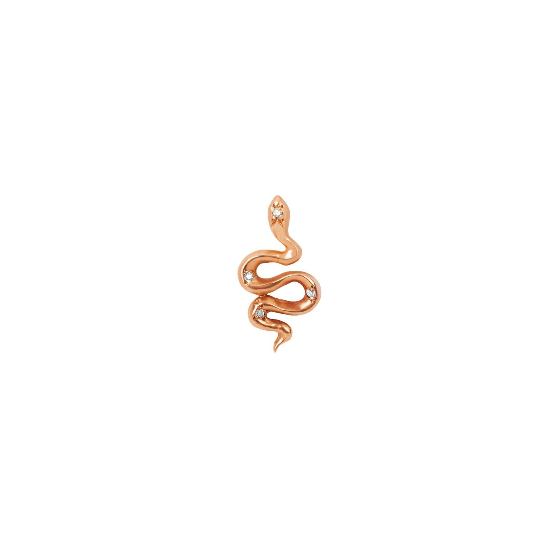 Kundalini Studs with Star Set Diamonds Rose Gold Single Left  by Logan Hollowell Jewelry