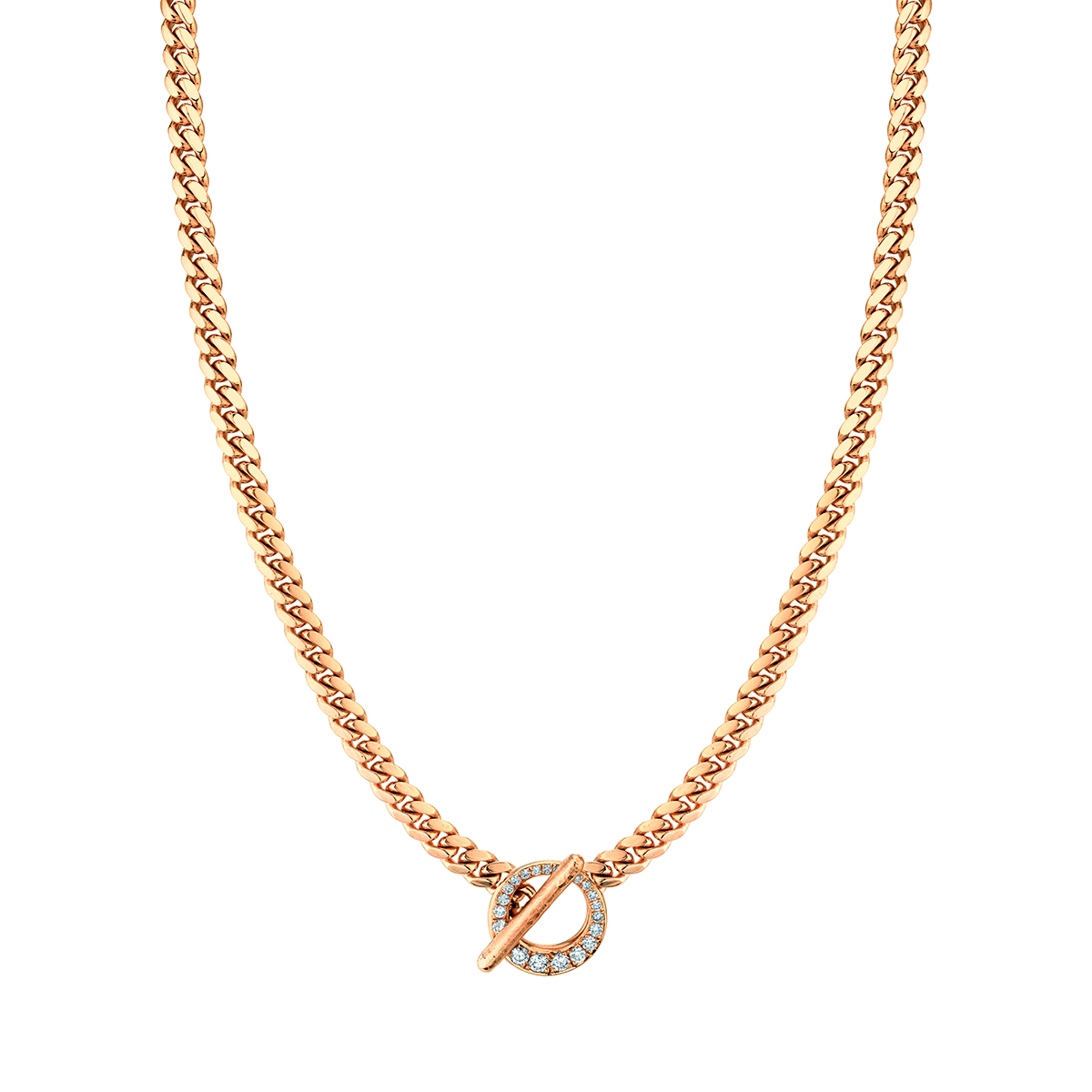 Queen Cuban Choker with Pavé Diamond Unity Toggle Rose Gold 14"  by Logan Hollowell Jewelry