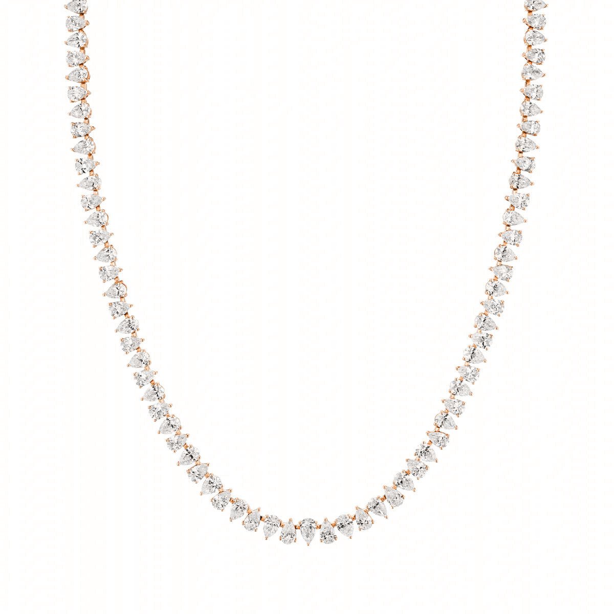 18K Reverse Water Drop Lab Created Diamond Tennis Necklace by Logan Hollowell Jewelry