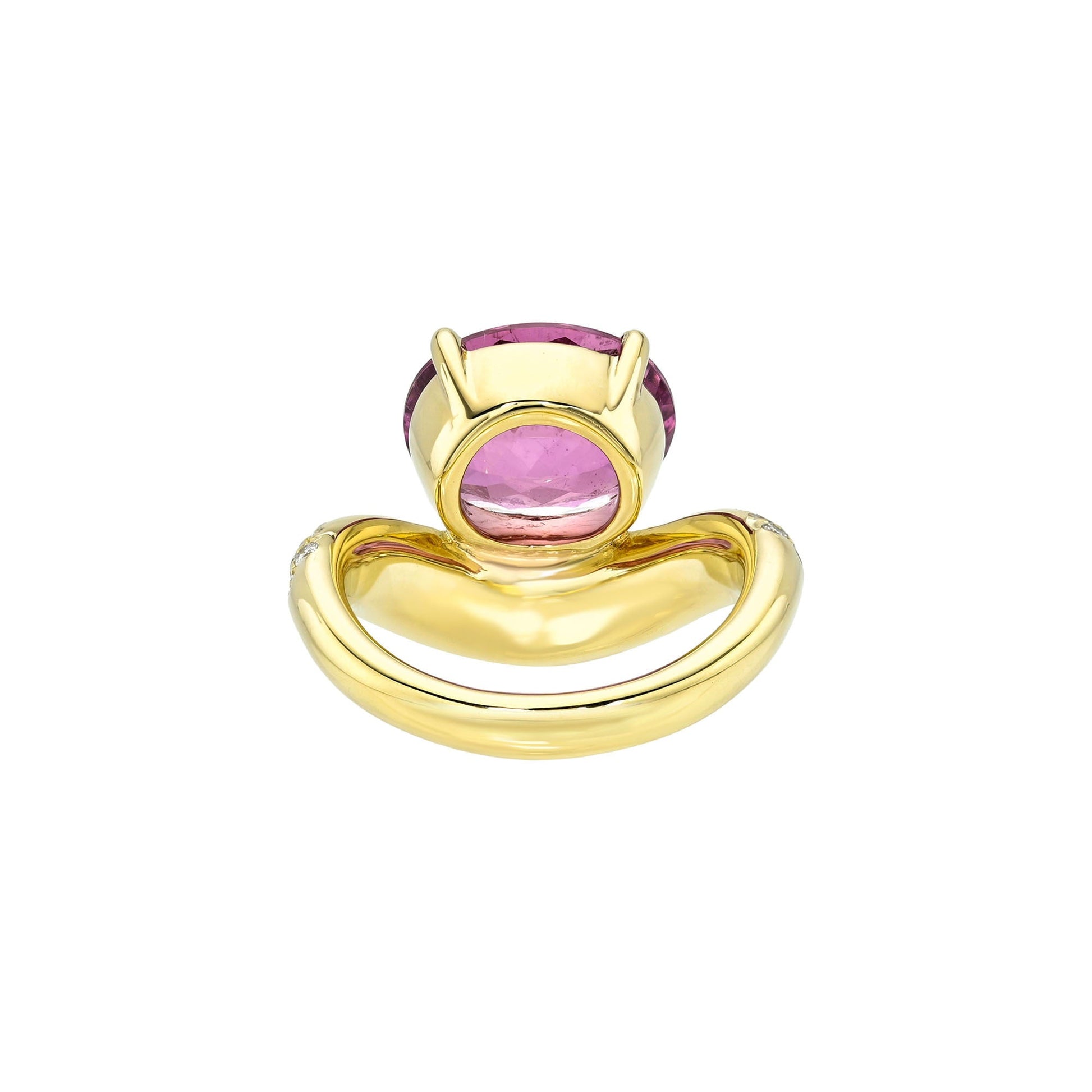 Enigma Rubellite Diamond Wave Ring by Logan Hollowell Jewelry