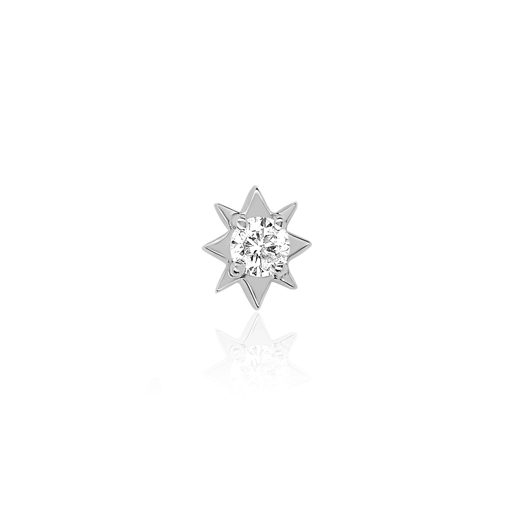 Mini North Star Diamond Studs White Gold Single  by Logan Hollowell Jewelry