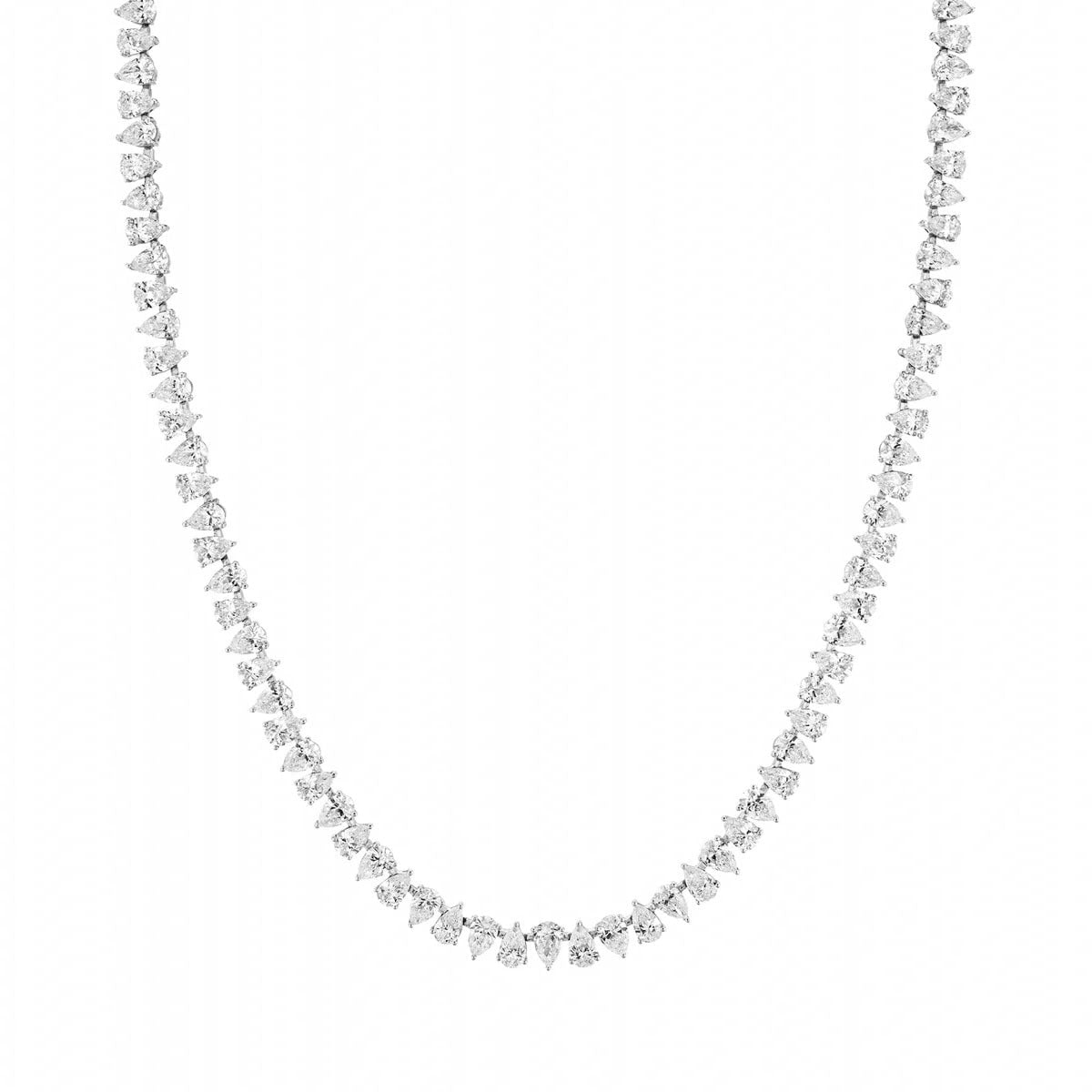 18K Reverse Water Drop Lab Created Diamond Tennis Necklace by Logan Hollowell Jewelry