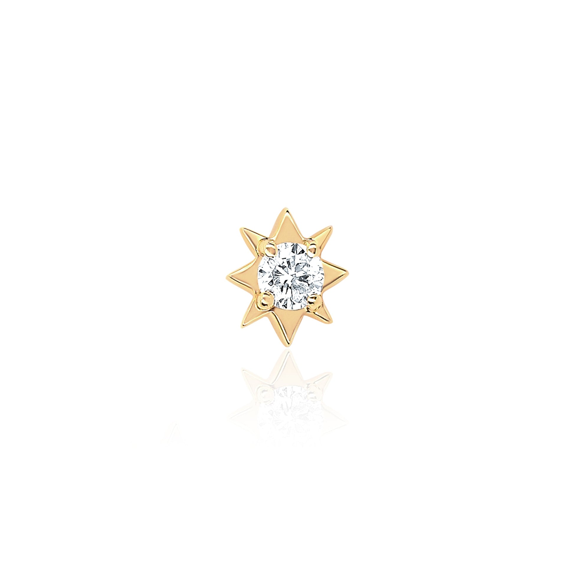 Mini North Star Diamond Studs | Ready to Ship Yellow Gold Single by Logan Hollowell Jewelry