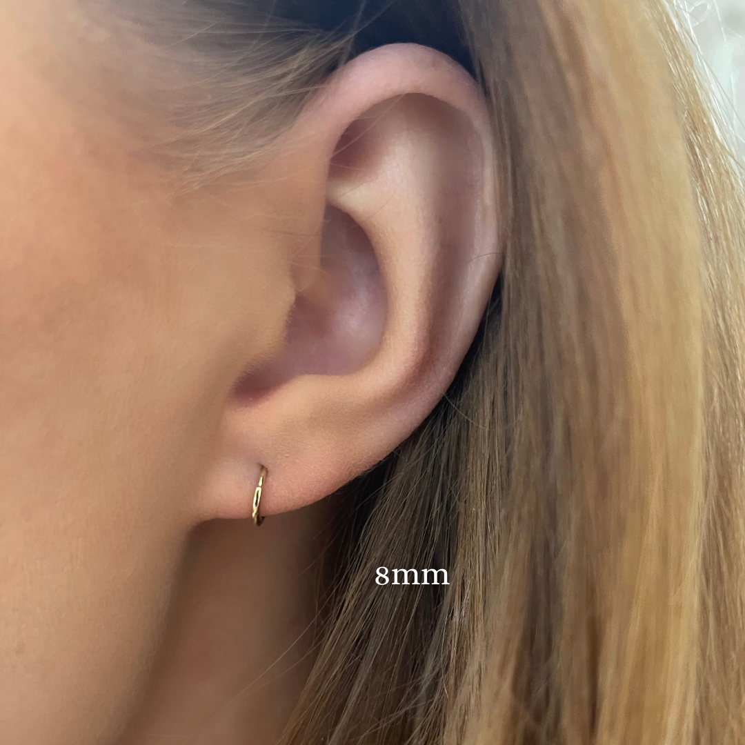 14k Gold Huggies 8mm Yellow Gold