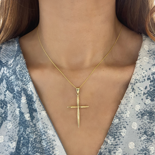 14k Gold Polished Cross Charm