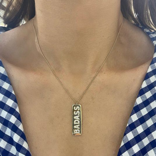 "BADASS" Diamond Dog Tag Necklace