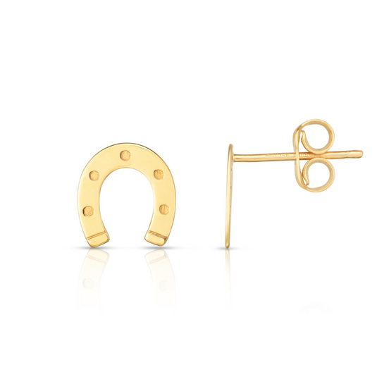 14k Gold Horseshoe Stud Earrings